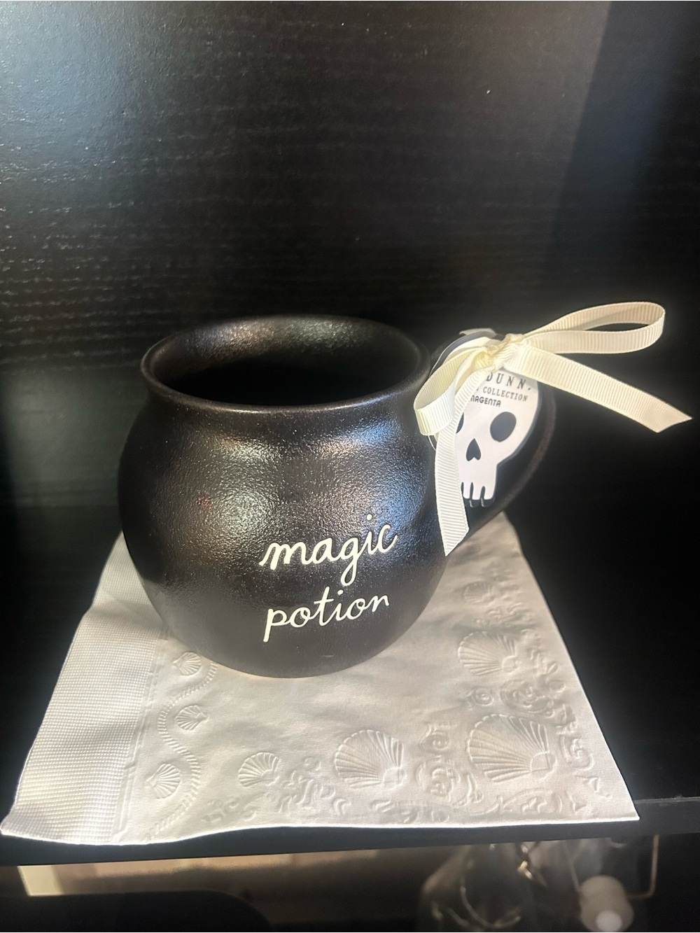 Rae Dunn Black "magic potion" Cauldron Mug